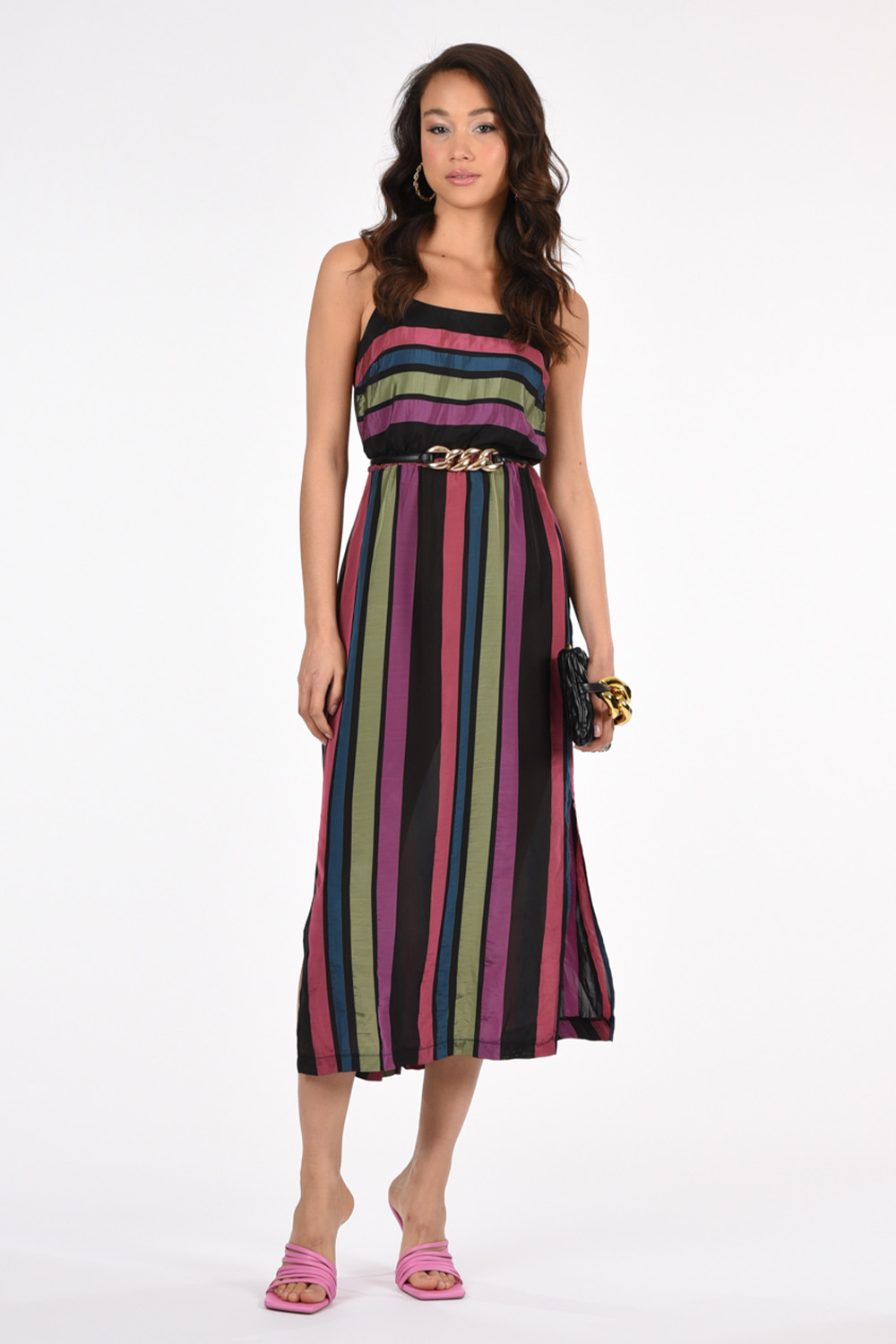 שמלה stripes פטרול | אסף פלג - בגדי מעצבים לנשים