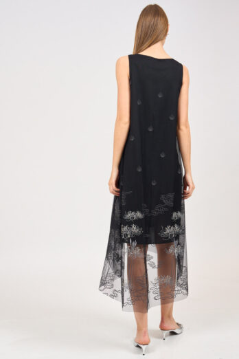 שמלה מואנה ריקמה אפורה