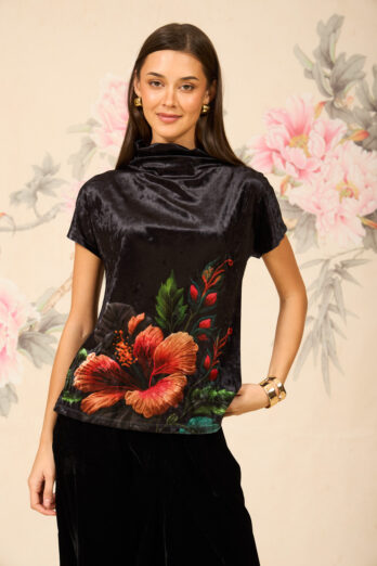 חולצה פלורנס פרח שחורה