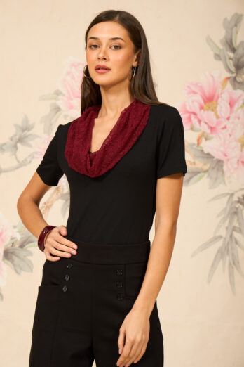 חולצה ג'קי קצרה בורדו