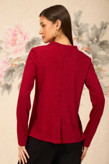 חולצה פרלה ארוכה אדומה