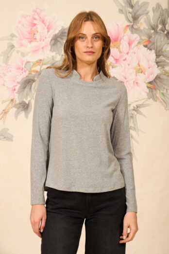 חולצה פרלה ארוכה אפורה חולצה פרלה ארוכה אפורה