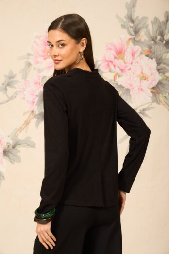 חולצה פרלה ארוכה שחורה