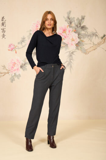 אסף פלג חולצה מונה ארוכה נייבי מבריקה