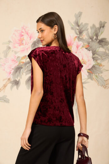 חולצה מונה קטיפה בורדו
