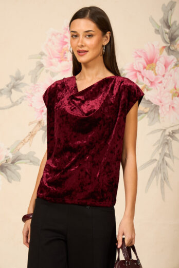חולצה מונה קטיפה בורדו חולצה מונה קטיפה בורדו