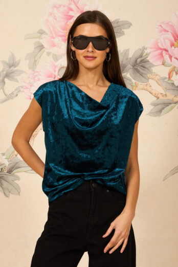 חולצה מונה קטיפה פטרול