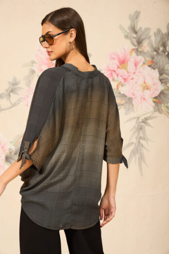 חולצה באטרפליי משובצת מוקה