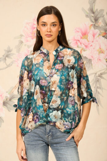 אסף פלג חולצה באטרפליי פרחים פטרול