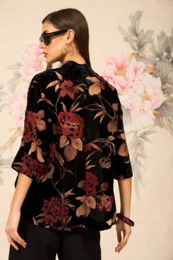 חולצה פרנסיס קטיפה פרחים אדומה