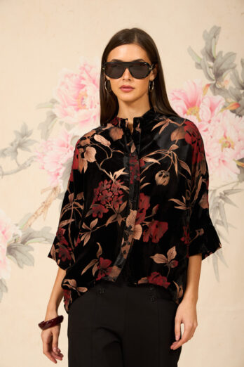 אסף פלג חולצה פרנסיס קטיפה פרחים אדומה