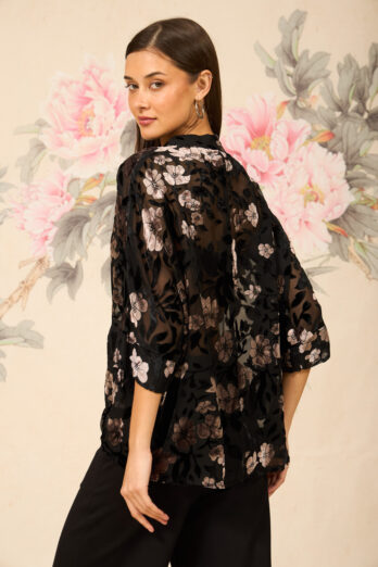 חולצה פרנסיס קטיפה שחורה קפה