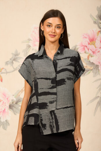 חולצה טרויה שחורה אפורה