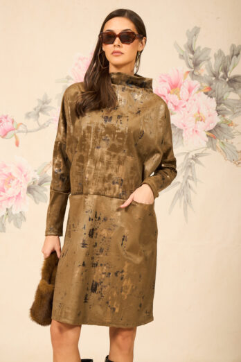 שמלה סינקופה ארוכה זמש קאמל