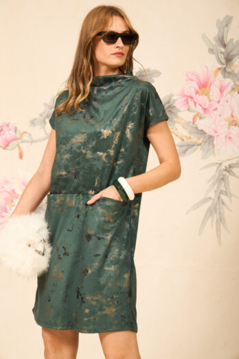 שמלה סינקופה ירוקה שחורה