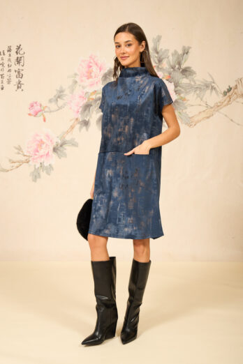 שמלה סינקופה נייבי מבריקה