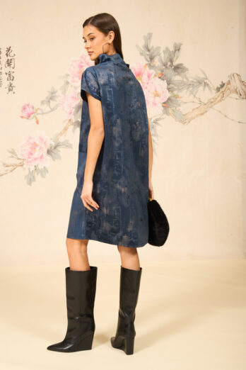 שמלה סינקופה נייבי מבריקה