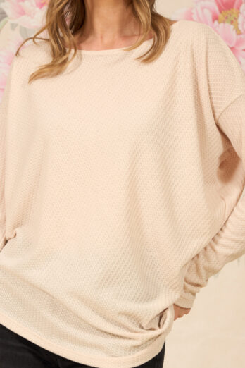 חולצה אסימטרית ארוכה בז'