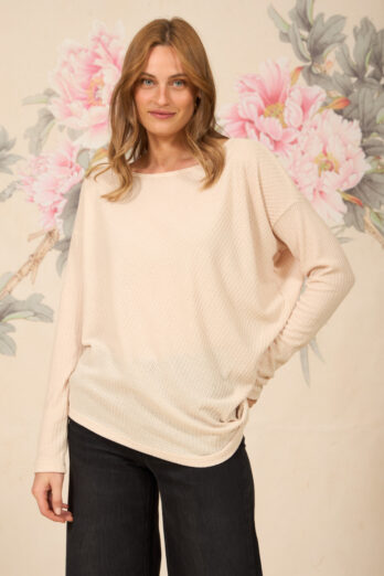 חולצה אסימטרית ארוכה בז'