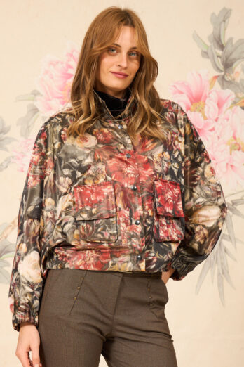 ז'קט מנדרין פרחים אדום