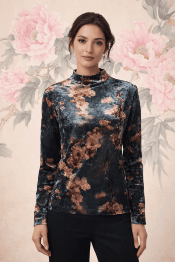 חולצה גולף ארוכה פרחים אדומים