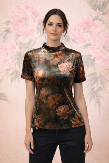 חולצה גולף קצרה פרחים ירוקים