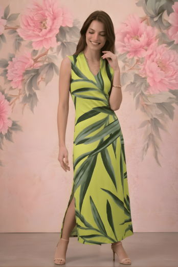 שמלה אירן מקסי עלים