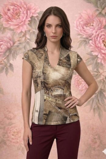 חולצה אירן קצרה חומה חולצה אירן קצרה חומה