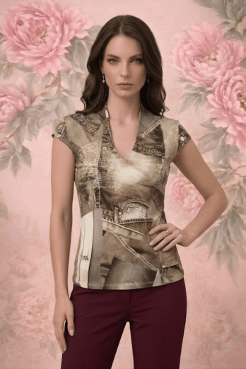 חולצה אירן קצרה חומה חולצה אירן קצרה חומה