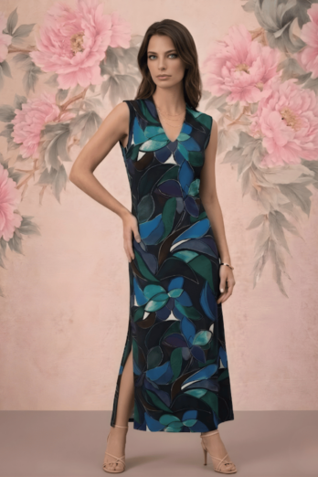 שמלה אירן מקסי פרחים סגולים