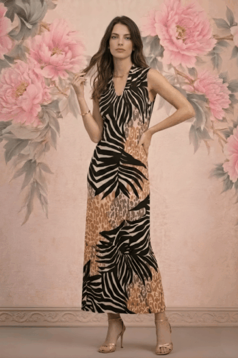 שמלה אירן מקסי מנומרת