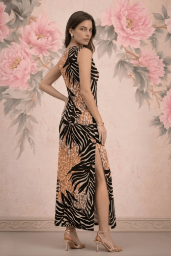 שמלה אירן מקסי מנומרת