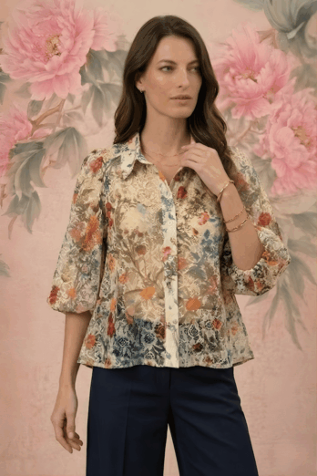 חולצה פאנטום פרחים שמנת