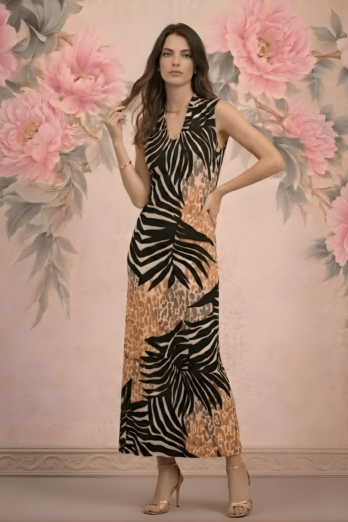 שמלה אירן מקסי מנומרת