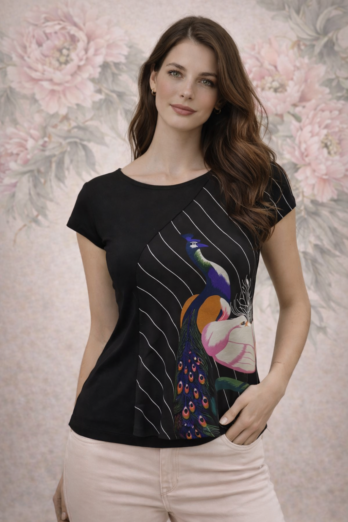 חולצה טווס שחורה חולצה טווס שחורה