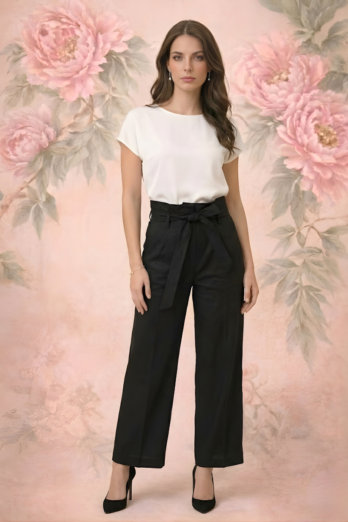 מכנס פשתן שחור