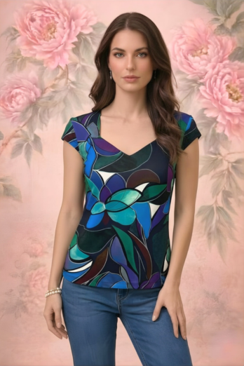 חולצה רנסאנס פרחים סגולים